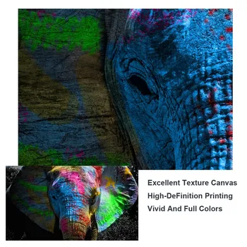 Elefant Colorat Graffiti Art Panza Picturi Pe Perete Postere Si Printuri De Animale Din Africa De Poze Camera Pentru Copii Decor 