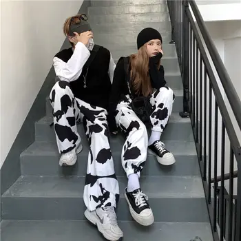 Femei Pantaloni de petrecere a timpului Liber la Modă Streetwear Buzunare Simplu All-meci Cuplu Elastic Confortabil Mozaic Liber Harajuku Feminin Chic 