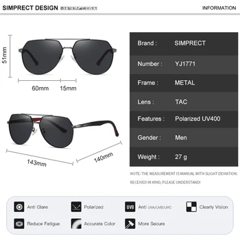 SIMPRECT Polarizat ochelari de Soare Pentru Barbati 2021 Brand de Lux de Designer UV400 Pilot de Conducere Ochelari de Soare Moda Retro Vintage Zonnebril 
