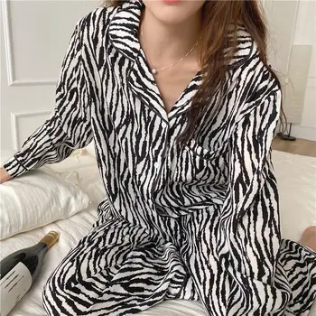 2021i pijamale femei lungă cu mâneci primăvară și de toamnă zebra cu dungi casual doamnelor toamna pierde două piese de origine service 
