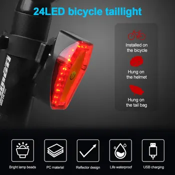 Impermeabil Bicicleta Stop 24LED Biciclete Lampă Spate 6 Moduri de Încărcare USB Ciclism Lumină de Siguranță de Echitatie Noapte Lumina de Avertizare 