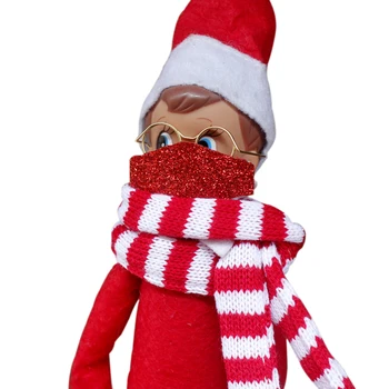 O Tradiție de Crăciun Jucării Elf Haine Papusa Accesorii Rosu cu dungi eșarfă + ochelari + masca 