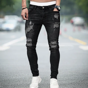 Streetwear 2021 Negru Barbati Blugi Barbati Skinny Hip Hop Pantaloni din Denim Casual Slim Jeans pentru Barbati Jogging jean homme 