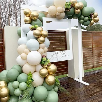 152pcs Retro Fasole Verde Avocado Baloane din Latex Baby shower Petrecere Ghirlanda Decor Metalic de Aur Globos Temă Junglă 