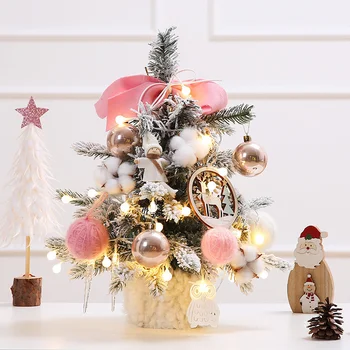 Mini Pom de Crăciun Artificial Cu LED-uri Lumini Șir de Ornamente de Masă Mini Pom de Crăciun de Crăciun DIY Decoratiuni de Craciun Cadou 