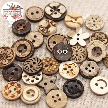 50pcs de nucă de Cocos rotund se amesteca design butoane naturale butoane meserii și scrapbooking accesorii de cusut botone 13mm 