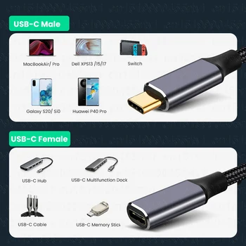 5A 100W Tip C 10Gbps Gen2 USB 3.1 pentru USB de Tip C-C Date de Extensie Rapidă Cablu de Încărcare Extender Cablu Pentru Laptop Macbook Telefon 