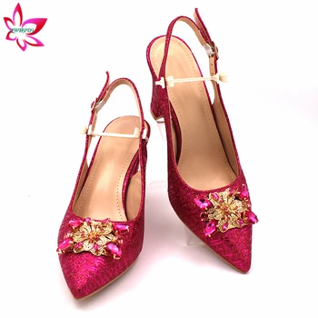 Cele mai recente Nigerian Femei Pantofi Sac de Potrivire de Culoare Fuchsia, pentru Petrecerea de Nunta Clasice în Stil Italian Femei Pantofi și Geantă Set 