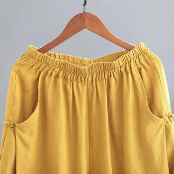 Print Vintage Lenjerie De Pat Din Bumbac Pentru Femei Costum De Vară De Mari Dimensiuni Mama Casual 2 Bucata Set Turndown Guler Bluza + Umflat Harem Pantaloni Set 