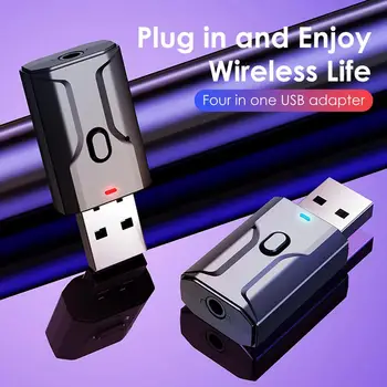 USB Wireless Adaptor Audio Bluetooth-compatibil 5.0 Transmițător Receptor Microfon, placa de Sunet Pentru PC, Laptop Adaptor Audio 