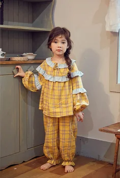Drăguț Copil Fată Băiat Bumbac Maneca Lunga Carouri Seturi de Pijama.Copil Dulce Copil Pijama Set Somn Haine De Casă.Imbracaminte Copii