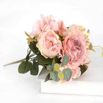 Frumos Artificiale Bujor Buchet De Flori De Mătase Rose Floare Hortensie Pentru Home Decor Nunta Consumabile Partid Ziua De Nastere Cadou 