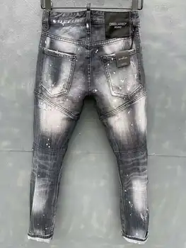 Italiană Nou DSQUARED2 Jeans Bărbați/Femei de Moda de Trei-Dimensional Taie Cusut Pantaloni Tip de Spălat Gaura Patch T152 