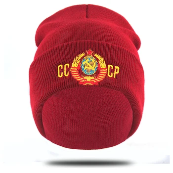 Broderie URSS CCCP pălărie de bumbac flexibil cald pălării beanie pentru Toamna Iarna Rusia căciuli tricotate capac unisex 