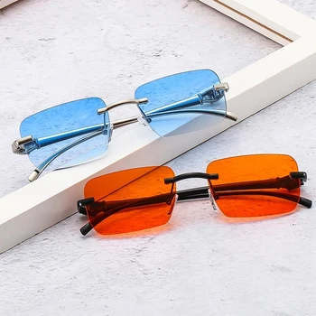 JASPEER fără ramă Dreptunghi ochelari de Soare Femei 2021 Brand de Lux de Moda Lumină Albastră Cadru Pătrat Mic Ochelari de Soare Pentru Barbati 
