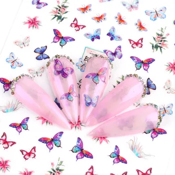 Fluture de culoare Adeziv Glisante Pentru Unghii, Accesorii de Unghii, Autocolante Decoratiuni de Arta Decalcomanii de Farmece Designer Roz 3D Manichiura 