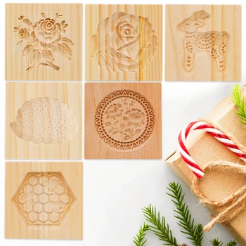 Lemn Cookie Mucegai Cutter Apăsați Tort 3D Relief de Copt Mucegai Instrumente de Flori de Trandafir turtă dulce Biscuit Cookie Timbru de Panificație Gadget-uri 