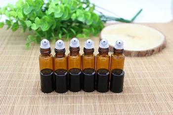 50 buc 5 ml din Sticlă brună Rola pe Sticle de uleiuri Esențiale Parfum cu Role Sticla Flacon Mic Pentru Proba de Testare 