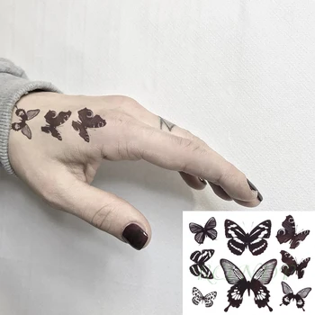 Impermeabil Tatuaj Temporar Autocolant Negru Fluture Mic Corp de Artă Tatuaj Fals Flash Tatuaj pe Încheietura Piciorului Mana pentru Barbati Femei 