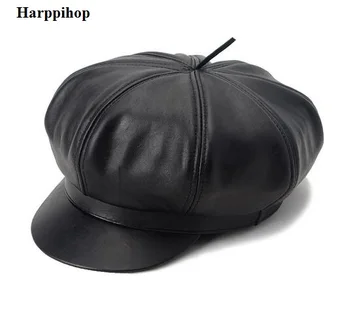 Autentice din piele de pălării capace 2019 noua moda elevii din piele adevărată capace de Agrement militare pălării de bărbați și femei, unisex pălării 