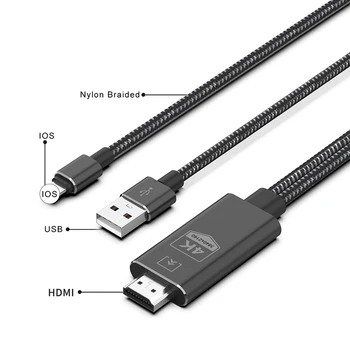 4K Fulger la HDMI HD Proiecție TV prin Cablu Sprijin Funcția de Încărcare Adaper pentru 12/11/X/XR/Xs/iPad Mini Air Pro Digital prin Cablu 