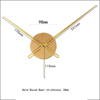 12888 Matura Mișcarea Cu Aur de Metal Rotund Capac de Aur Mâinile Lungi 90128# Ceas de Perete DIY Kituri 