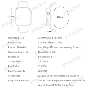 Finow 2022 HW57 Pro Smartwatch NFC Inteligen BT Calculator Apel Ceas Inteligent Bărbați Femei Relogio Android IOS Pk DT100 HW27 Pro DT7 