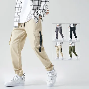 Streetwear casual pentru barbati pantaloni de primavara toamna pantaloni de trening barbat din bumbac slim fit joggers bărbați harajuku panglici harem pantaloni barbati 