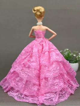 Hot Pink Rose Satin Dantelă Rochie / Petrecere de Nunta Tinuta vestimentara Pentru 1/6 Barbie Xinyi Kurhn FR Papusa 