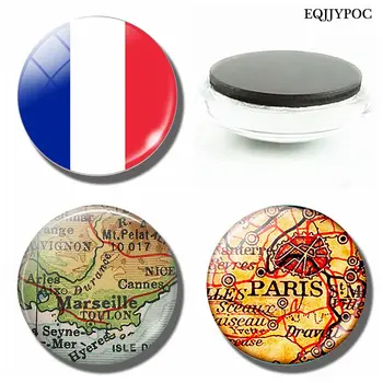 Pavilion francez de 30 MM, Magnet de Frigider Franța Paris, Marsilia, Lyon, Nisa arată Hartă Cupolă de Sticlă Magnetică Frigider Autocolant Decor Acasă
