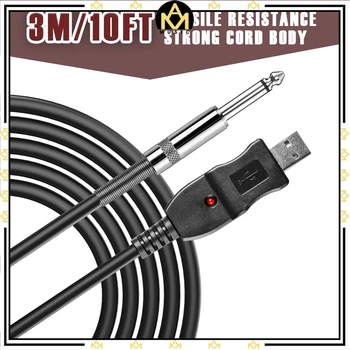 USB Cablu de Chitara De 10 Ft 1/4 TS in & Out pentru Cablu de Interfață USB Cablu de Chitara Electrica Bas la PC-ul de Înregistrare USB Cablu de 10 Metri 