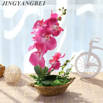 Primăvară mătase Artificială flori de Orhidee, bonsai cu set vaza decor de masă False planta copac Fluture orhidee, frunze de flori de nunta