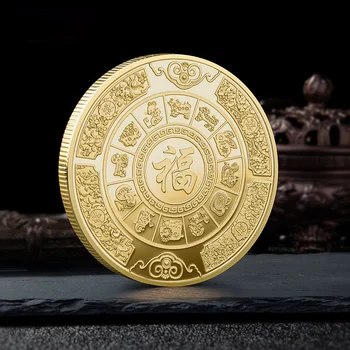 Taur Oferind Binecuvântare 2021 Anul Boului Medalie Comemorativă Tradițională Chineză Zodiac Aur și Argint, Placate cu Monede Suvenir 