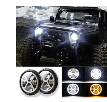 1 buc 7Inch cu LED-uri Faruri cu Inel de Chihlimbar de Semnalizare Pentru Lada Niva 4x4 Urban suzuki samurai Jeep Wrangler Off Road 