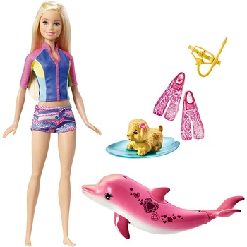 Barbie Dreamhouse Aventuri Înot 'n Scufunda Papusa Nou-nascut Puii Papusa Strollin Puii Playset Papusa cu Culoare-Schimbarea de Sus Jucărie