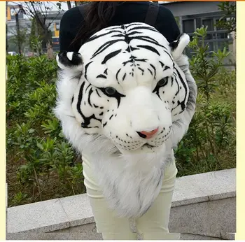 Simulare alb cap de tigru rucsac umplute steller cap de tigru rucsac cadou papusa