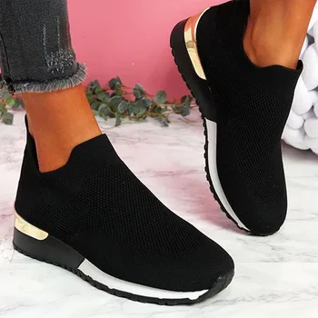 Vulcaniza Pantofi Adidasi Femei Pantofi Doamnelor Slip-On Culoare Solidă Tricot Adidasi Pentru Femei Sport Ochiurilor De Plasă Pantofi Casual Pentru Femei 2021 