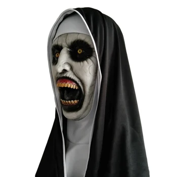 Groază Înfricoșător Călugăriță Mască de Latex Văl Valak Cosplay pentru Costum de Halloween Fata Baluri Cu Caciulita 