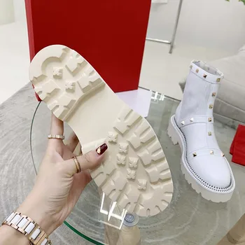 2021 Iarna Top Design De Calitate Pentru Femei Pantofi Din Piele Șosete Cizme De Piele De Oaie Captuseala Interioara Din Metal Decor 
