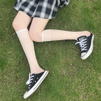 Japonia Stil Mare Sosete Femei Ultra-Subțire Sexy Vara Nylon Lung Șosete Fete Transparente Picior Ciorap Alb Medias Elastic 