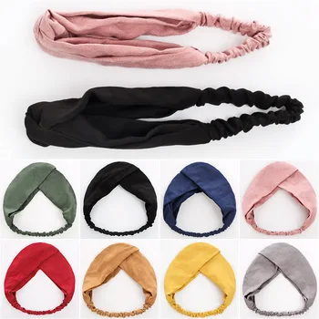Femei Bentita Crucea De Sus Nod Elastic Benzile De Păr Moale De Culoare Solidă Fete Hairband Accesorii De Par Rasucite Înnodate Headwrap 