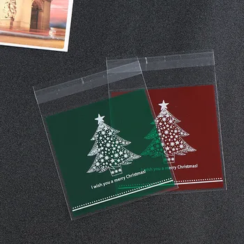 100buc Crăciun Pungi de Plastic Cookie-uri de Ambalare Saci de Crăciun Celofan, Pungi de Bomboane Noel Navidad 2021 Favoruri de Partid Punga de Cadou 