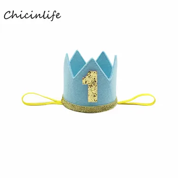 Chicinlife 1 Fată Băiat Coroana Banda 1 Petrecere de Ziua de Decorare pentru Copii de un an Ziua de nastere vechi Pălărie Bentita Petrecere Copil de Dus 
