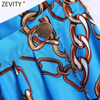 Zevity 2022 Femei Vintage Pliuri Design Lanț de Imprimare Sarong Fusta Faldas Mujer de sex Feminin Tiv Neregulate Casual, O Linie Vestidos QUN895 