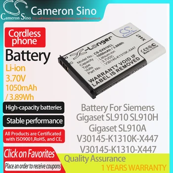CameronSino Acumulator pentru Siemens Gigaset SL910 SL910H SL910A se potrivește Siemens V30145-K1310K-X447 Acumulator Baterie telefon 1050mAh 3.70 V 