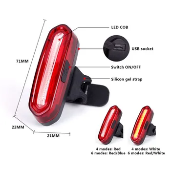 100 LM Reîncărcabilă USB cu LED-uri de Munte Biciclete Coada Lumina Stop Avertizare de Siguranță Biciclete din Spate Lumina de Noapte de echitatie COB lumini de avertizare