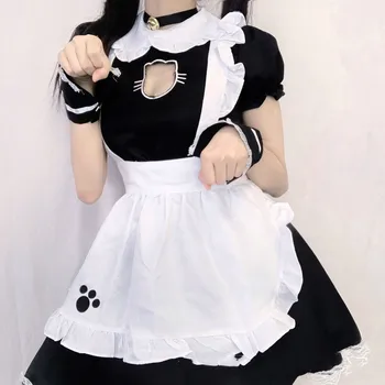 Gol Cat Maid Dress Cosplay Sexy Lolita Anime Drăguț Moale Fata Uniformă de Menajeră Atrăgătoare Set Etapă Chelner Costume S-4xl Аниме 
