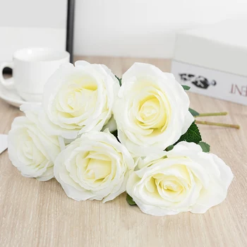 5Pcs Fals a Crescut de Ramură Artificiale Buchet de Flori de Trandafiri de Mătase pentru Nunta Mireasa Țineți Buchet Cadou de Ziua Îndrăgostiților Acasă Decoratiuni