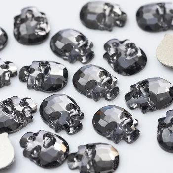 Nail Art Craniu de Cristal 20buc 6x8mm Sticlă bijuterii cu diamante fund Plat în formă de Diamant, Cuie Decoratiuni 