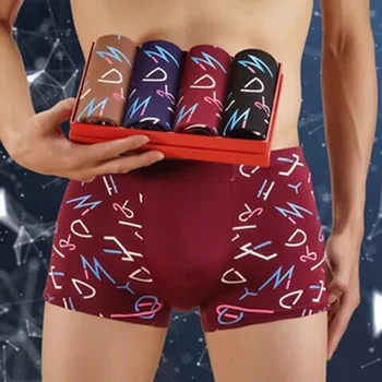4buc/lot de sex Masculin Chilotei de Bumbac face chilotei pantaloni scurți Lenjerie pentru Bărbați Boxeri Respirabil Om Boxer Solid Chiloți Confortabil 